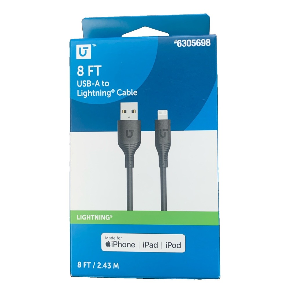 New UTILITECH USB-A To 8ft Charger Cable For Apple iPhone iPad iPod